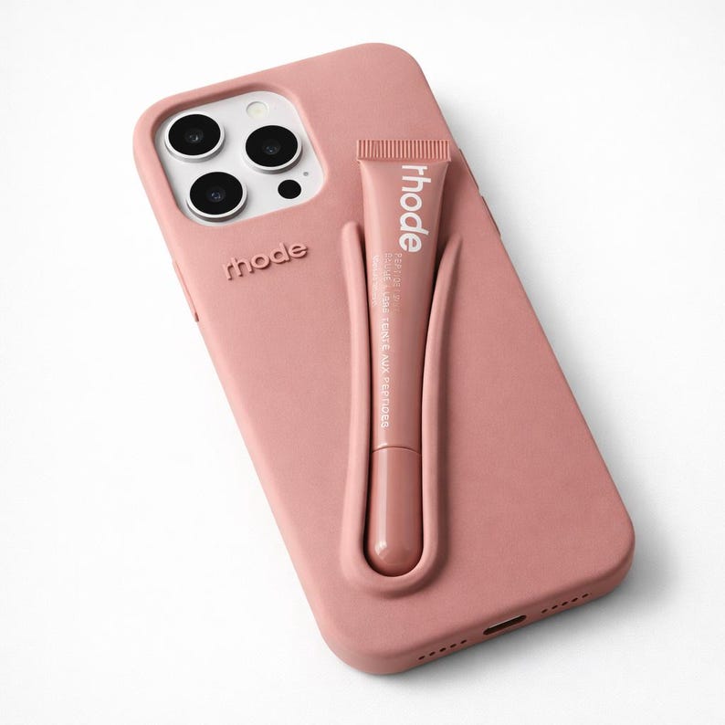 Rhode Lip Gloss Holder Phone Case, Cute Aesthetic Protective Case, Trendy Silicone Cover.